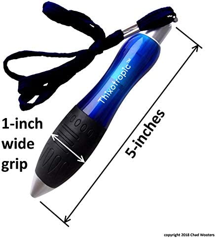 Super Big Fat Pens for Arthritis, Black Ink, Blue body (pack of 5 pens + 5 Extra Ink Refills)